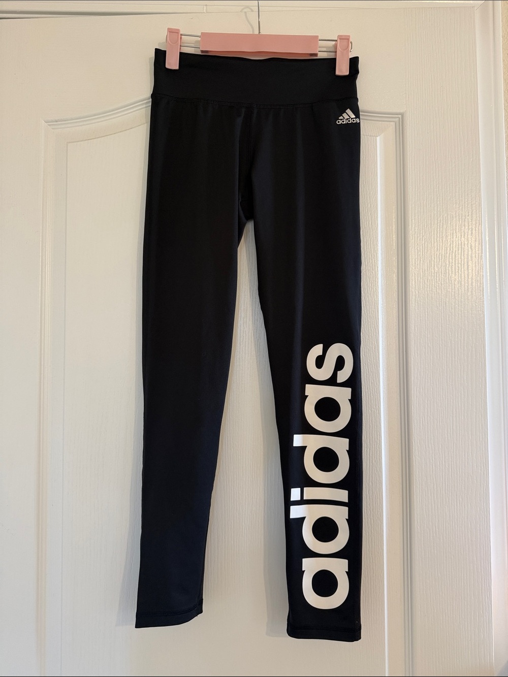 adidas Black Leggings with White Side Logo